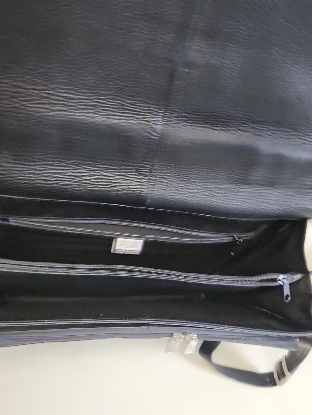 Pelle Studio Black Leather Briefcase with Silver Lock